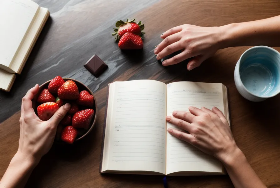 Chocolate derritiéndose en un bol mientras se prepara el templado para fresas con chocolate.