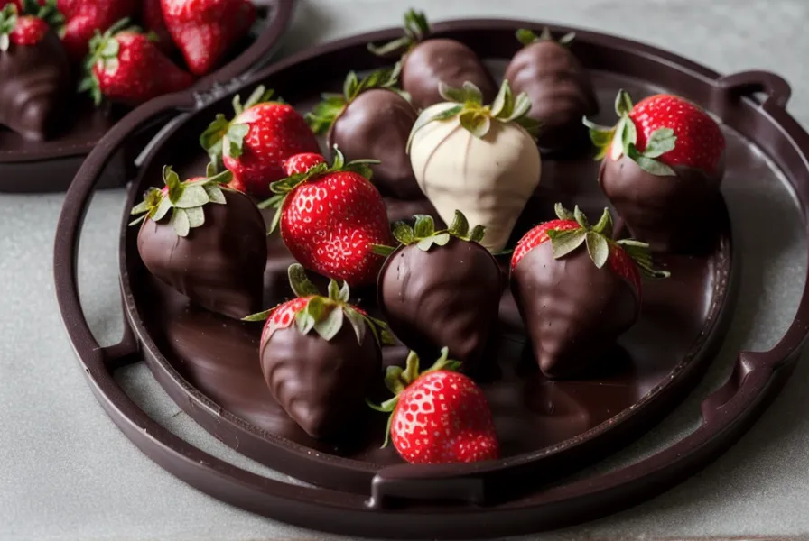 Bandeja de fresas con chocolate recién terminadas, un momento de bienestar creativo del domingo en Salta