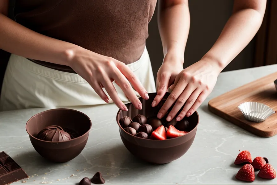 Bombones artesanales de chocolate rellenos de nueces con sabor a Salta, receta casera de repostería