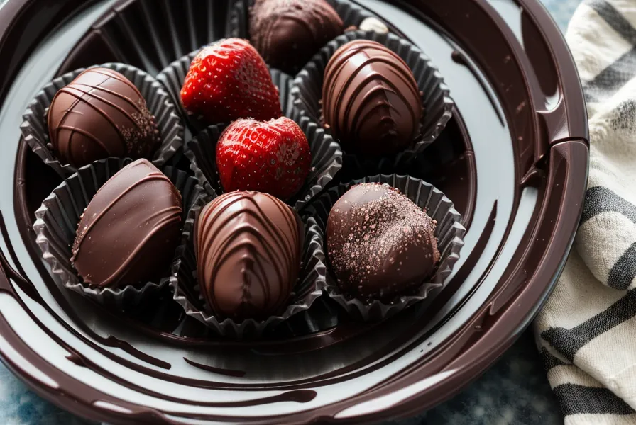 Chocolate con manchas blancas de bloom junto a nueces de los Valles Calchaquíes para bombones caseros