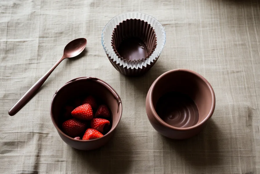 Cómo conservar el chocolate templado sobrante sin que pierda calidad: chocolate templado recién desmoldado, firme y brillante sobre la mesada