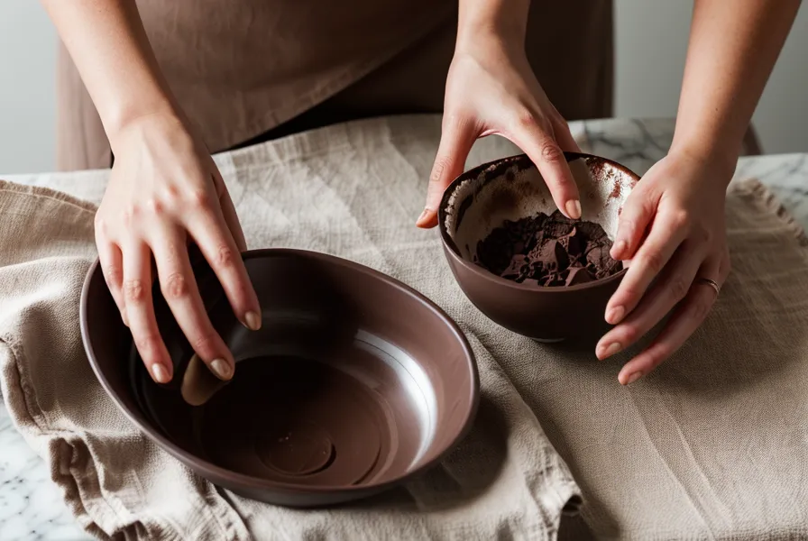 Frasco de vidrio bien cerrado guardado en una alacena oscura, la forma correcta de conservar chocolate templado sobrante