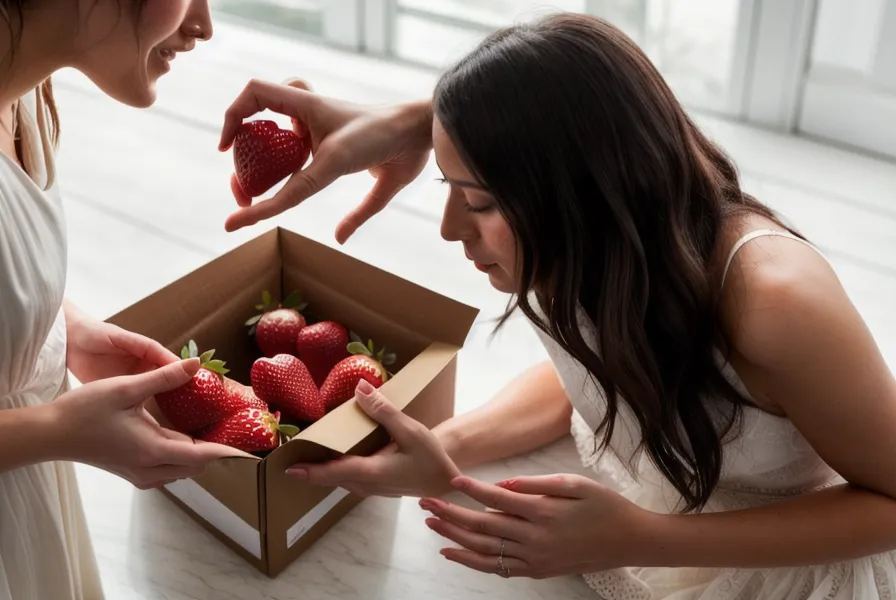 Arreglo de fresas con chocolate, bombones artesanales listos para regalar