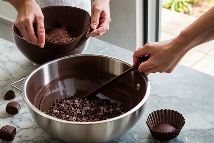 Moldes de silicona y policarbonato comparados para el templado del chocolate en bombones caseros