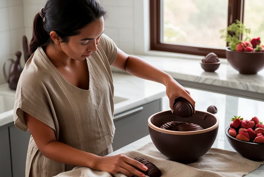 Templado de chocolate en clima húmedo de Salta — bombones caseros de un domingo de práctica
