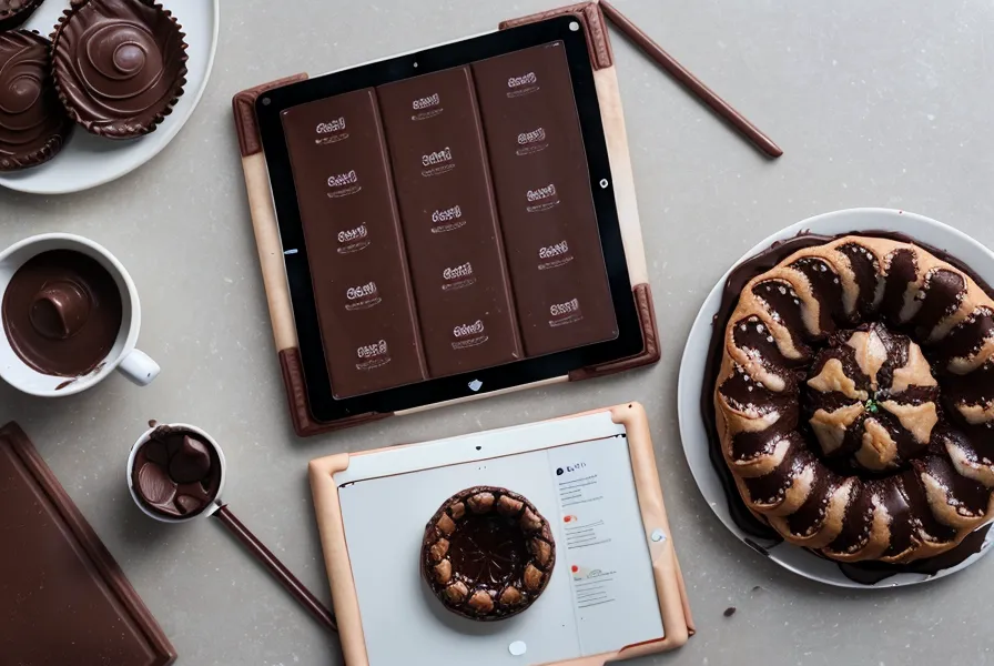 iPad abierto con notas del curso de bombones junto a una taza de mate, repaso de domingo sobre templado de chocolate