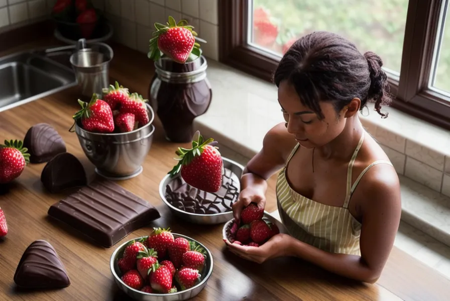 Termómetro digital de cocina usado para templar el chocolate antes de bañar las fresas
