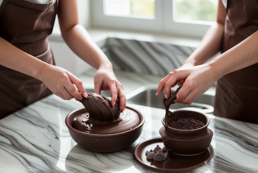 Bombones de chocolate casero con brillo parejo después de corregir errores comunes de templado manual