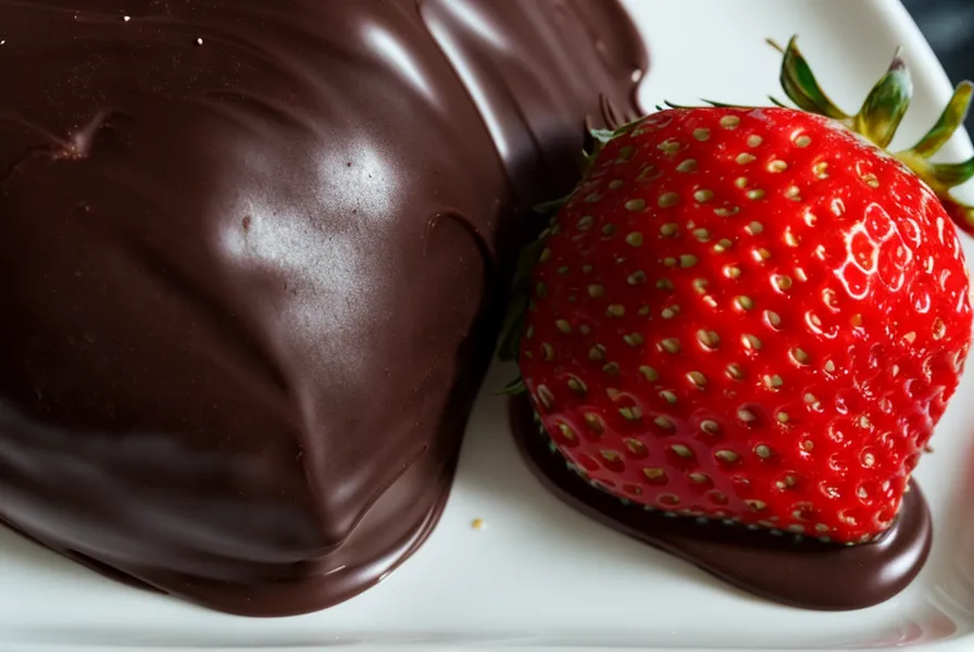 Gotas de condensación sobre una fresa con chocolate recién sacada del frío, un error común de refrigeración