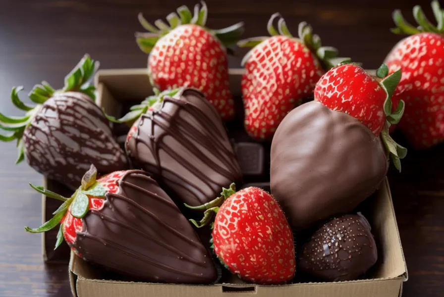 Caja de fresas con chocolate de bombonería casera con acabado profesional junto a un mate salteño.