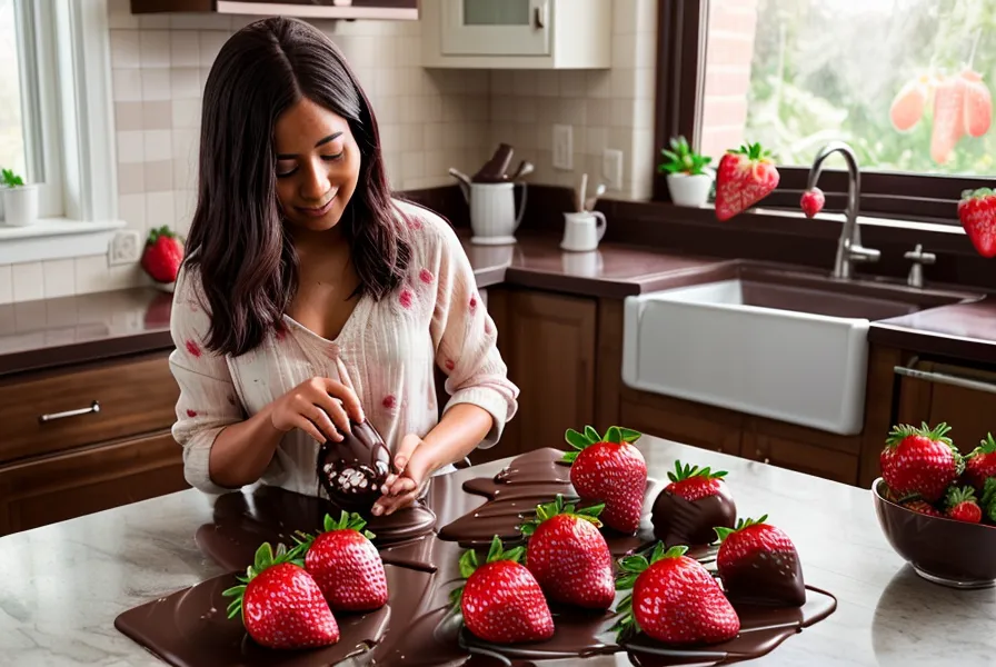 iPad abierto con un curso online de fresas con chocolate durante una tarde de domingo