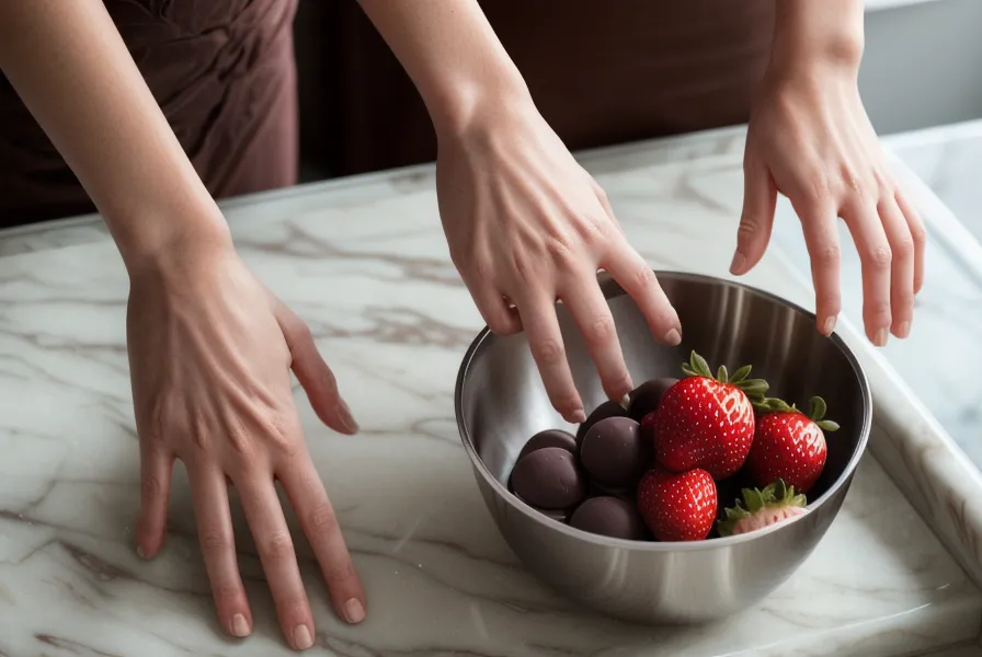 Ideas para montar una mesa de postres con fresas con chocolate en casa, con decoración casera y chocolate artesanal