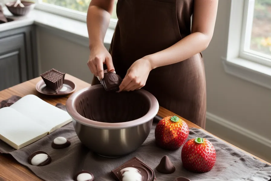 Bombón de chocolate casero con una marca opaca por un molde de silicona rayado