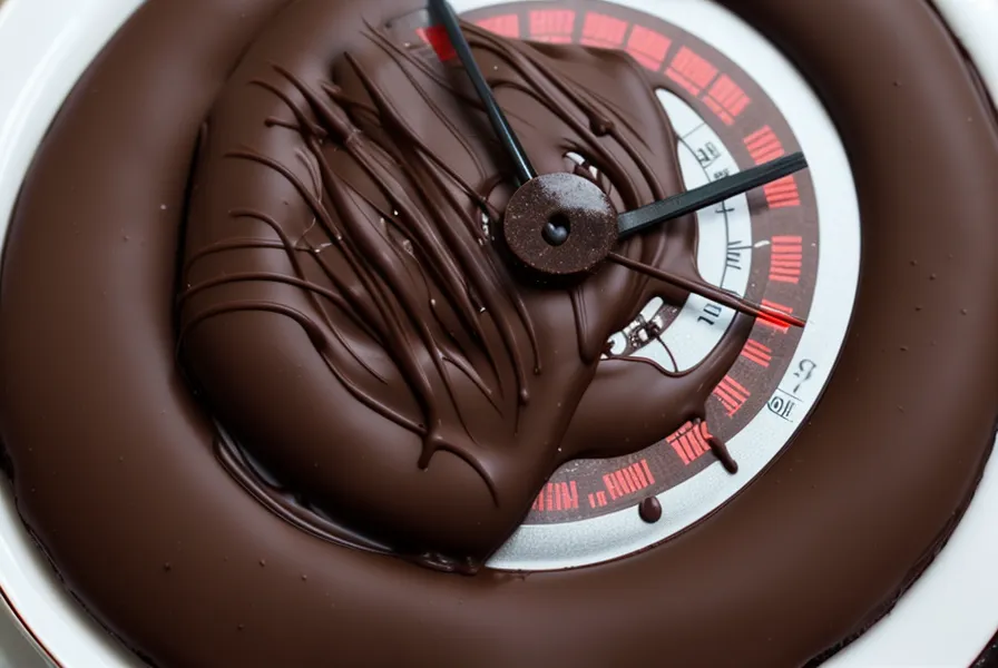 Termómetro digital marcando la temperatura para templar chocolate en un emprendimiento casero de fresas con chocolate