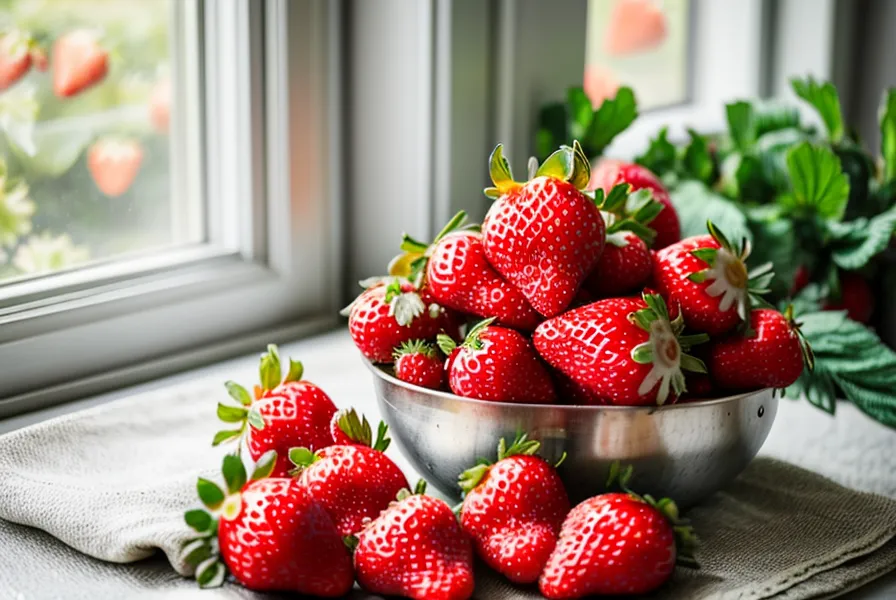 Fresas frescas del Mercado San Miguel secándose sobre un paño antes de bañarlas en chocolate templado