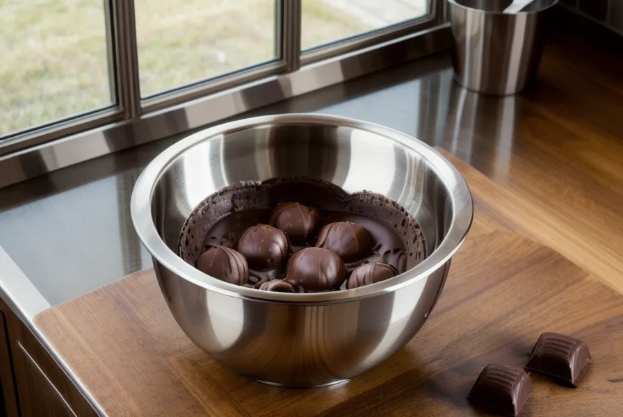 Chocolate derritiéndose a baño maría con el termómetro digital, templado casero para principiantes