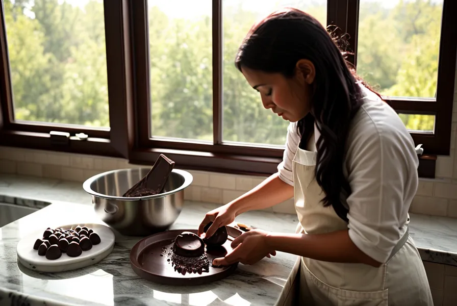 Templado casero de chocolate artesanal con la técnica del sembrado, bombonería aficionada en casa