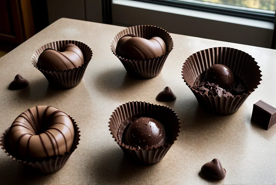 Mendiants de chocolate oscuro con nueces, técnica casera para el chocolate que sobra