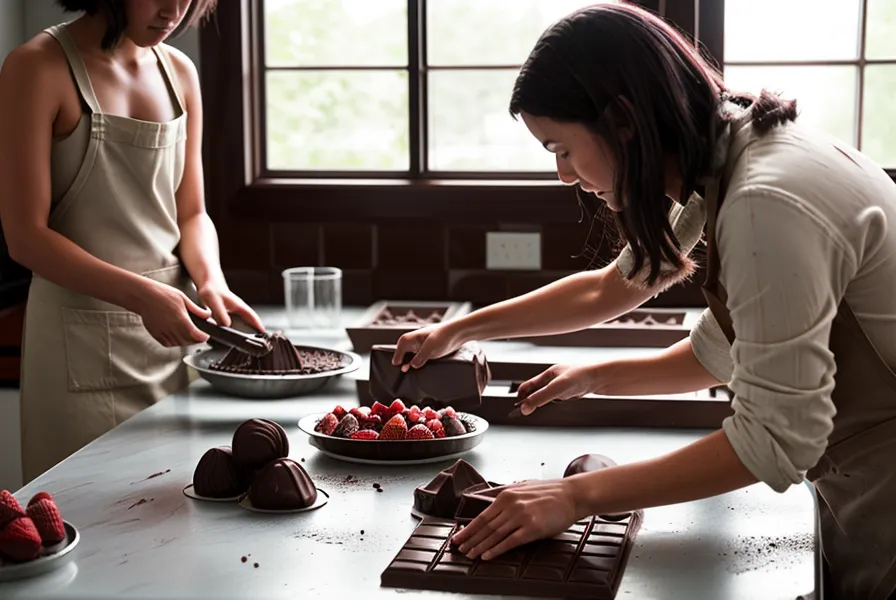 Tableta de chocolate rústica rota a mano, técnica de repostería en casa sin molde